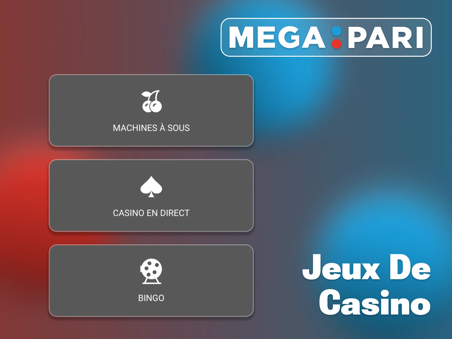 La section casino de Megapari propose des milliers de jeux.