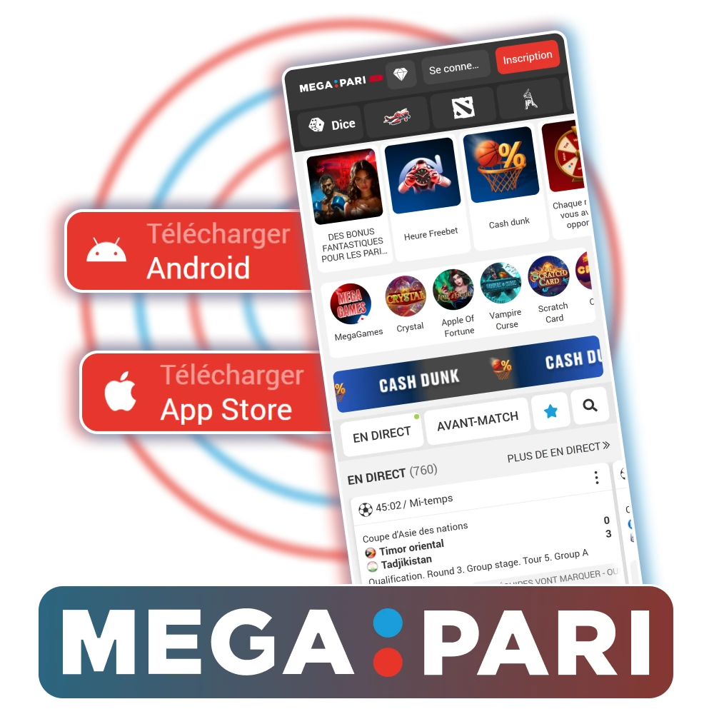 Installez l'application Megapari et profitez des jeux et des paris où que vous soyez.