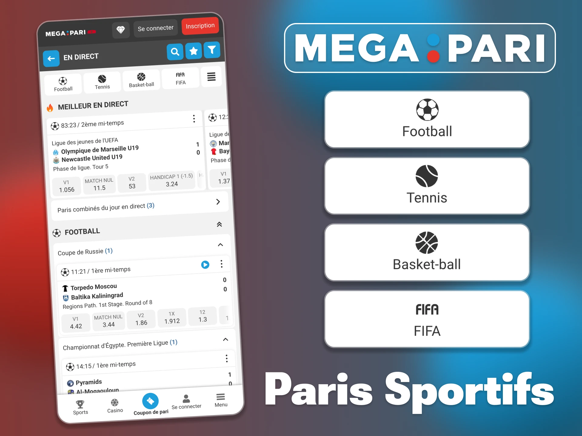 Essayez les paris sportifs où que vous soyez avec l'application Megapari.