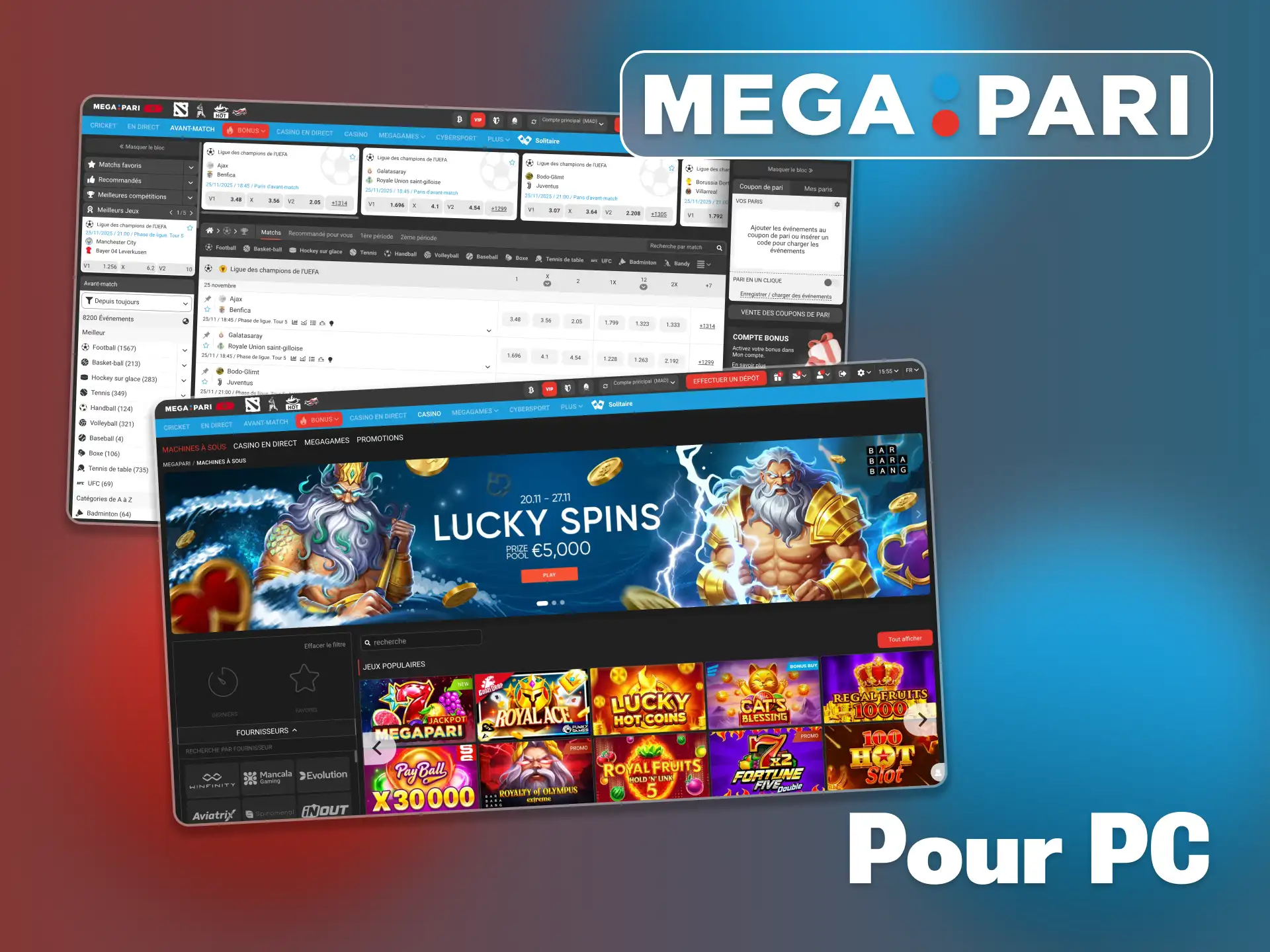 Le site officiel Megapari fonctionne parfaitement sur tous les navigateurs.
