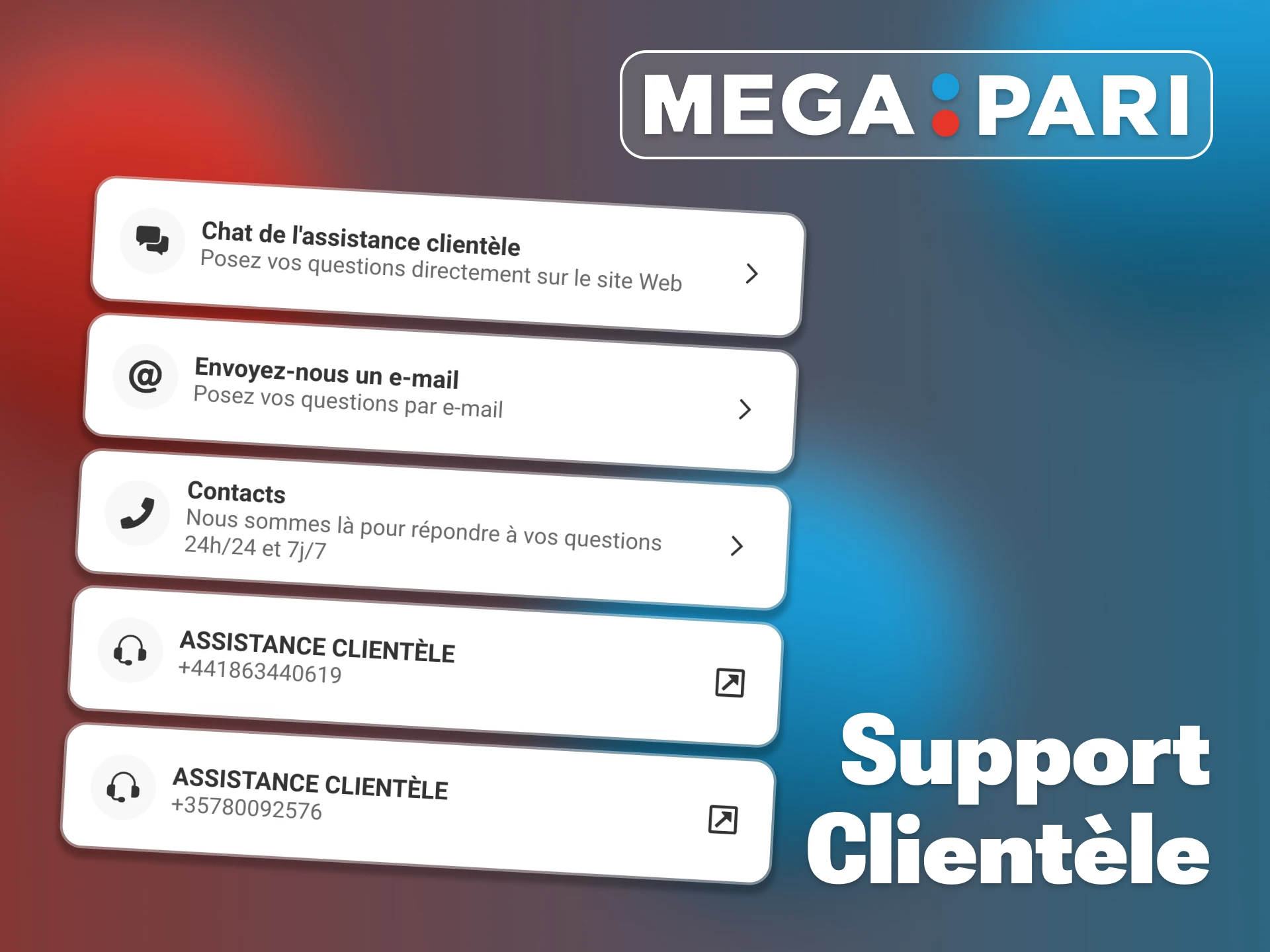 Contactez directement l'équipe d'assistance Megapari via l'application.