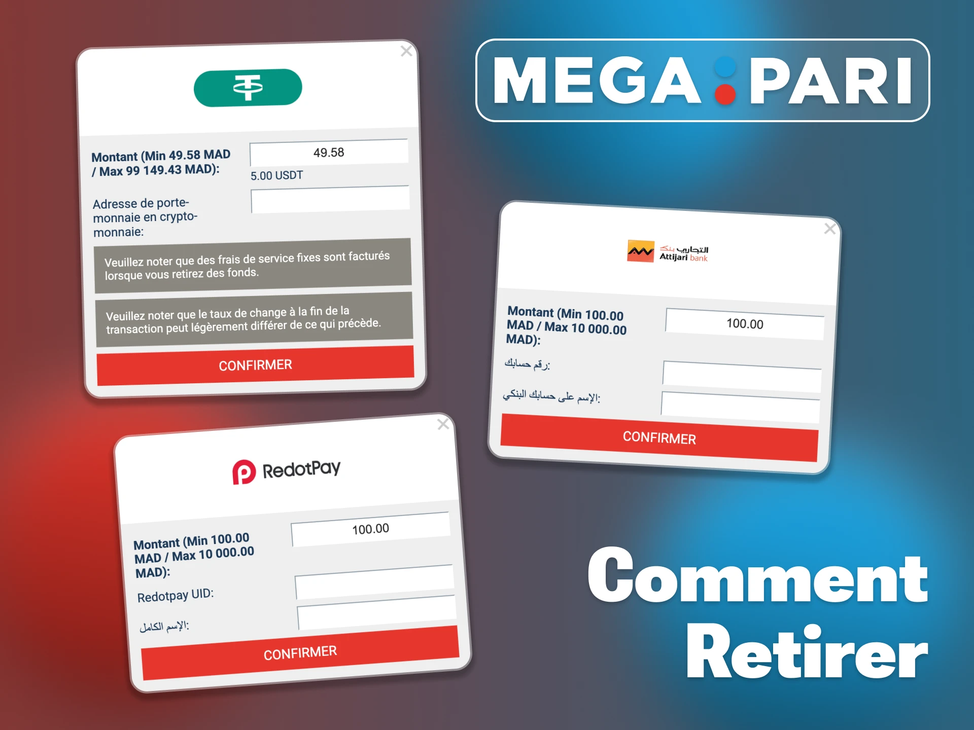 Vous pouvez retirer vos fonds bonus Megapari.