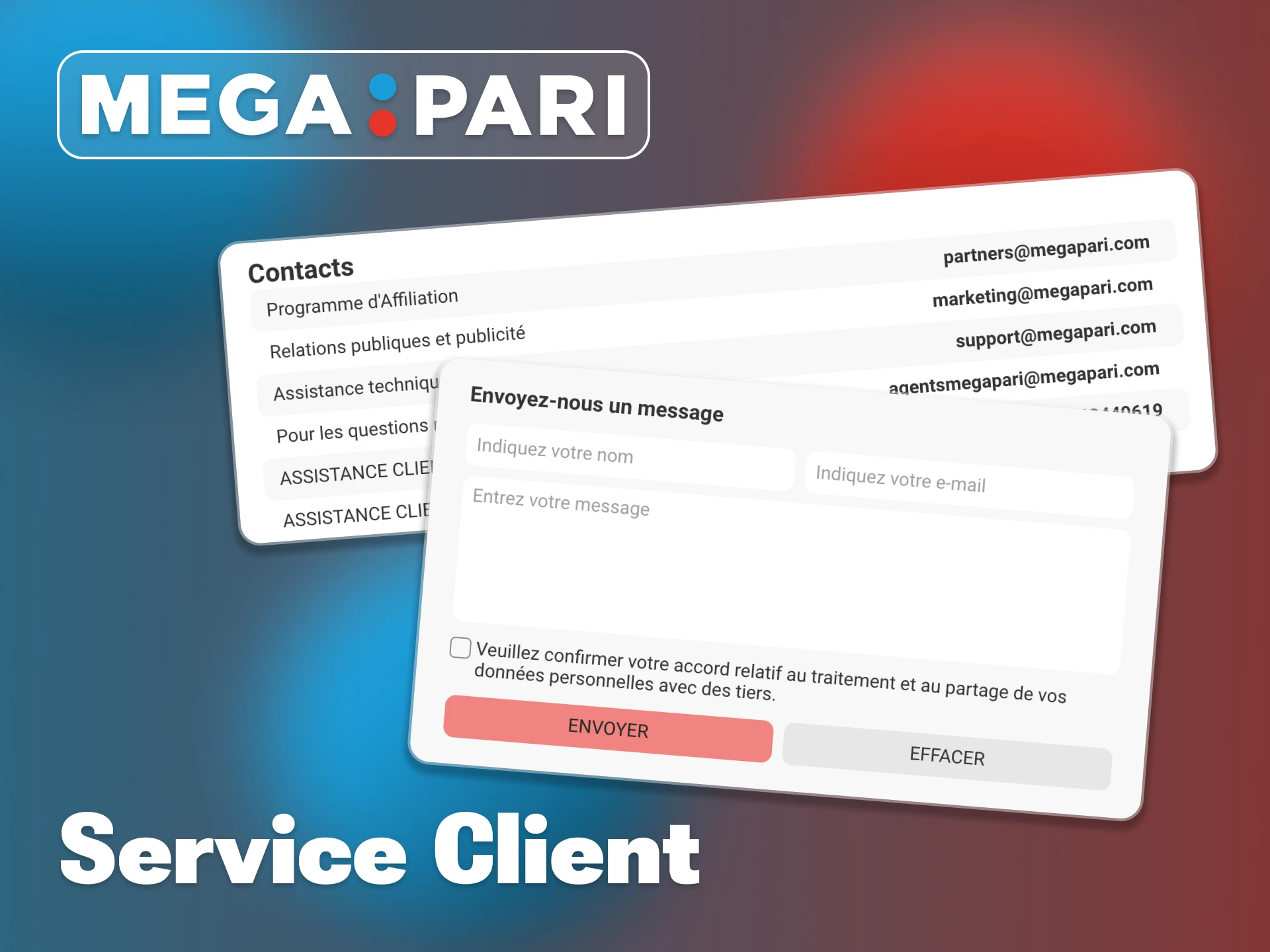 L'équipe d'assistance Megapari est disponible 24 heures sur 24.