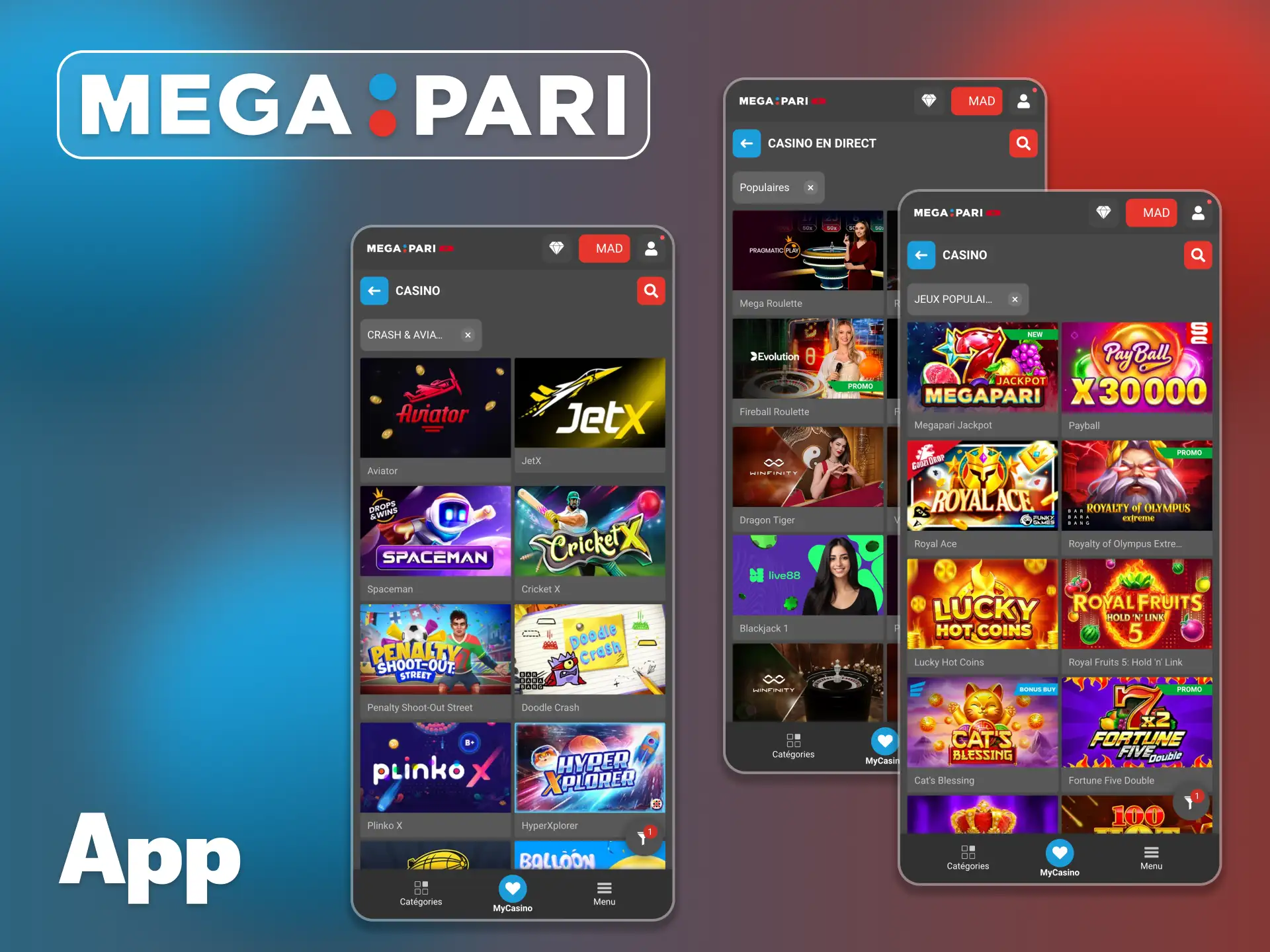 Jouez au casino depuis votre appareil grâce à l'application Megapari.