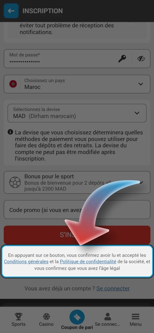 Veuillez lire et accepter les règles de la plateforme Megapari.