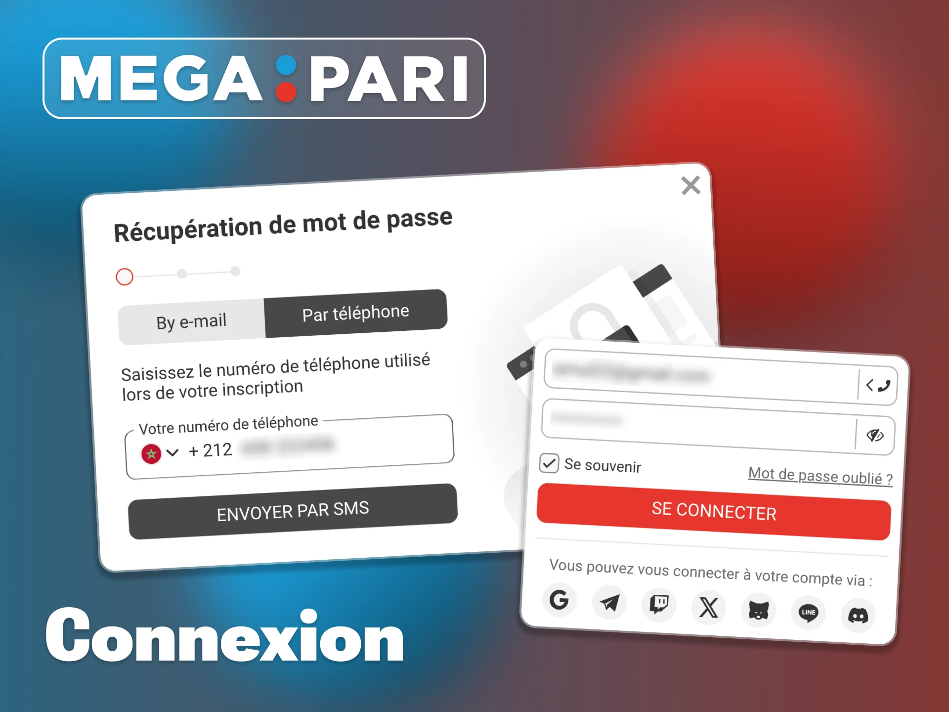 Vous pouvez vous connecter au site Web Megapari ou à l'application.