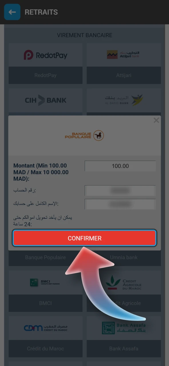 Confirmez la transaction sur Megapari.