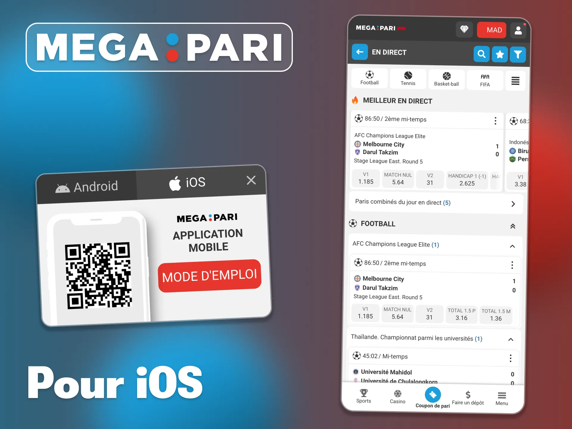 La version iOS de Megapari peut être installée via l'App Store.